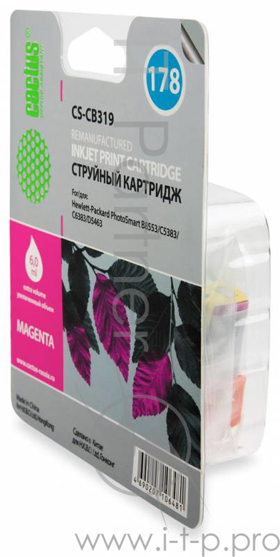 Картридж струйный Cactus CS-CB319 пурпурный (6мл) для HP PS B8553/C5383/C6383/D5463