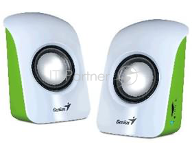 Акустическая система стерео Genius SP-U115, 1.5Вт, портативная, бело-зеленый