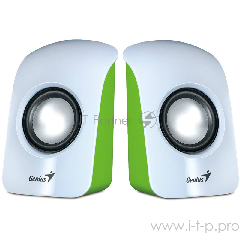 Акустическая система стерео Genius SP-U115, 1.5Вт, портативная, бело-зеленый