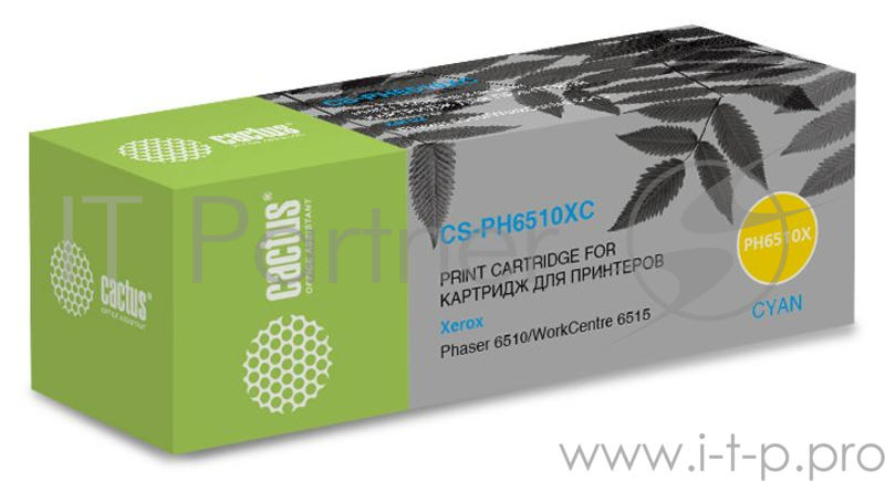 Тонер Картридж Cactus 106R03693 CS-PH6510XC голубой (4300стр.) для Xerox Phaser 6510/WC6515
