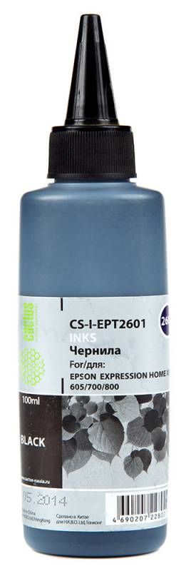 Чернила Cactus CS-I-EPT2601 черный 100мл для Epson ExpHo XP33/103/203/207/303/306
