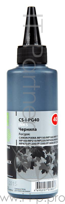 Чернила Cactus CS-I-PG40 черный (100мл) CANON PIXMA MP150/MP160/MP170/MP180/MP210
