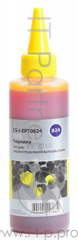 Чернила Cactus CS-I-EPT0824 желтый 100мл для Epson StPh R270/290/RX590