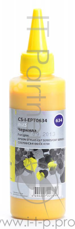 Чернила Cactus CS-I-EPT0634 желтый (100мл) Epson Stylus C67 Series/C87 Series/CX3700/CX4100