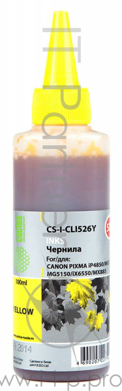 Чернила Cactus CS-I-CLI526Y желтый 100мл для Canon Pixma iP4850/MG5250/MG5150/iX6550