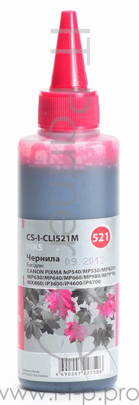 Чернила Cactus CS-I-CLI521M пурпурный 100мл для Canon Pixma MP540/MP550/MP620/MP630/MP640