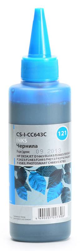 Чернила Cactus CS-I-CC643С голубой 100мл для HP DJ D1663/D2563/D2663/D5563/PS C4683/C4783