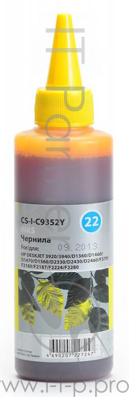Чернила Cactus CS-I-C9352Y желтый (100мл) HP DeskJet 3920/3940/D1360/D1460/D1470/D1