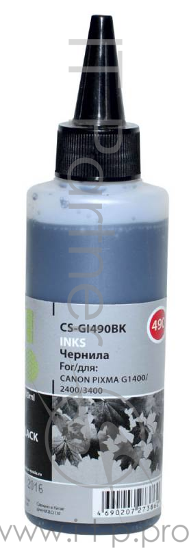 Чернила Cactus CS-GI490BK черный 100мл для Canon Pixma G1400/G2400/G3400