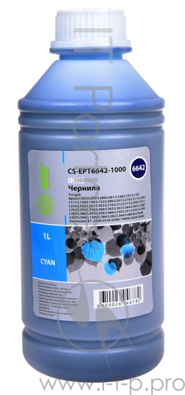 Чернила Cactus CS-EPT6642-1000 голубой 1000мл для Epson L100/L110/L120/L132/L200/L210/