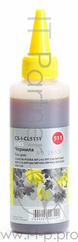 Чернила Cactus CS-CL511 желтый 100мл для Canon Pixma MP240/MP250/MP260/MP270/MP480