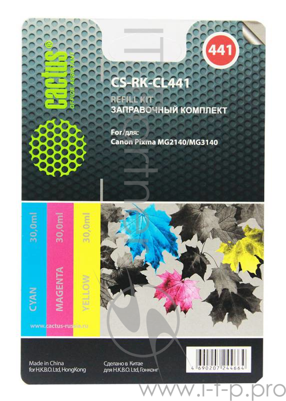 Заправочный набор Cactus CS-RK-CL441 многоцветный 90мл для Canon MG2140/MG3140