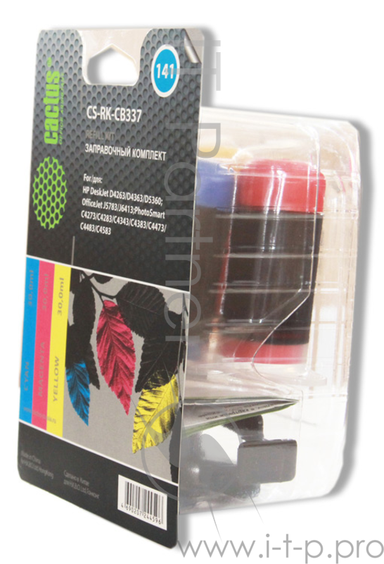 Заправочный набор Cactus CS-RK-CB337 многоцветный 3x30мл для HP DJ D4263/D4363/D5360/OJ J5783