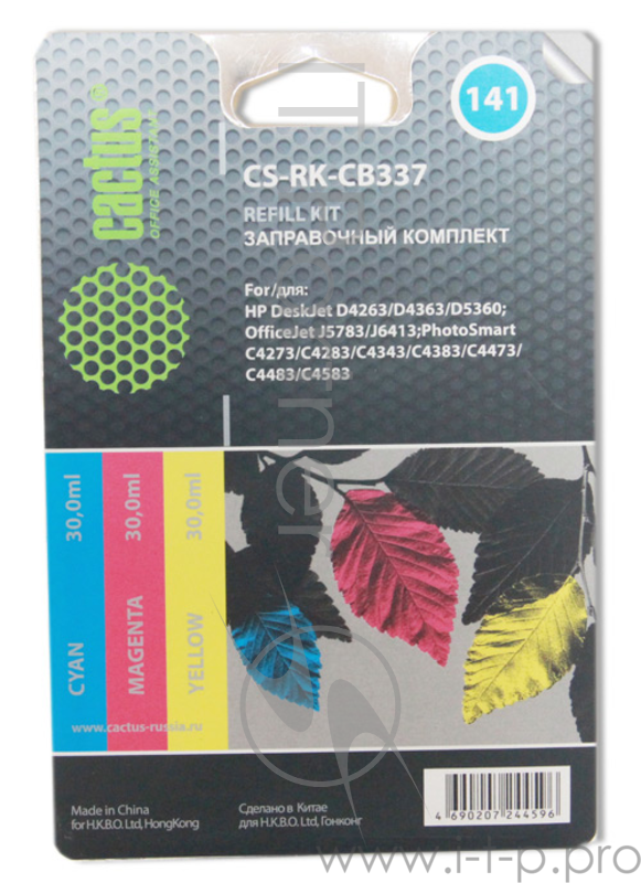 Заправочный набор Cactus CS-RK-CB337 многоцветный 3x30мл для HP DJ D4263/D4363/D5360/OJ J5783