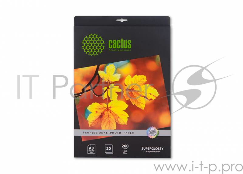 Фотобумага Cactus Prof CS-HGA326020 A3/260г/м2/20л./белый глянцевое для струйной печати