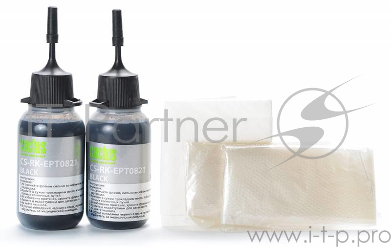 Заправка для ПЗК Cactus CS-RK-EPT0821 черный 60мл для Epson Ph R270/290/RX590