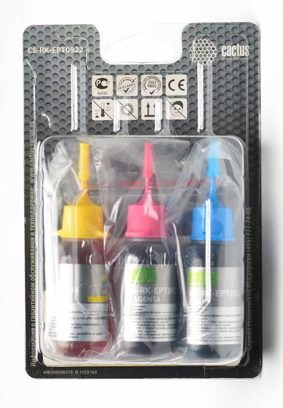 Заправка для ПЗК Cactus CS-RK-EPT0922-4 многоцветный 3x30мл для Epson St C91