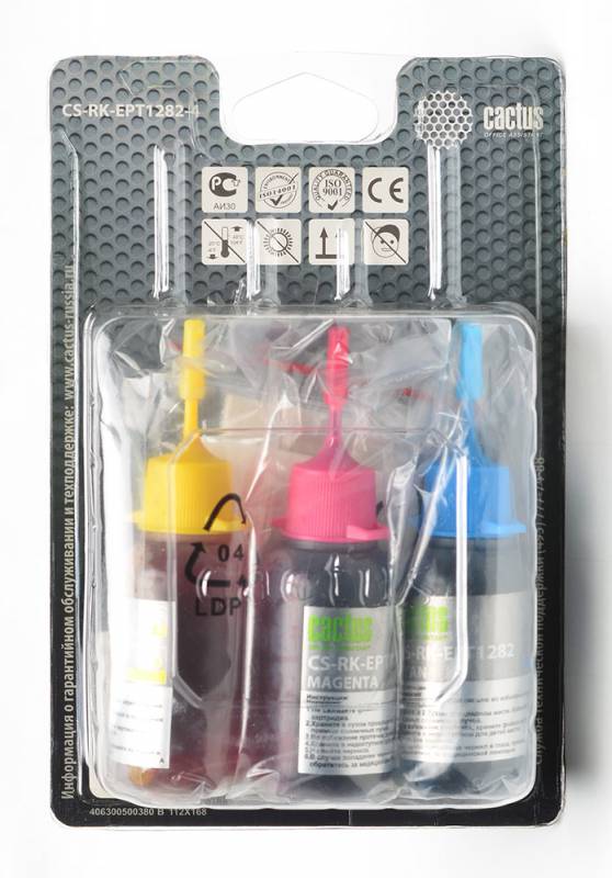 Заправка для ПЗК Cactus CS-RK-EPT1282-4 многоцветный 3x30мл для Epson St S22