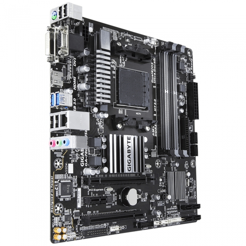 Мат. плата SocketAM3+ GIGABYTE GA-78LMT-USB3 R2 (AMD 760G, 4xDDR3, U133, SATA II, RAID, PCI-E, D-Sub, DVI, HDMI, 1Гбит LAN, USB3.1, mATX)