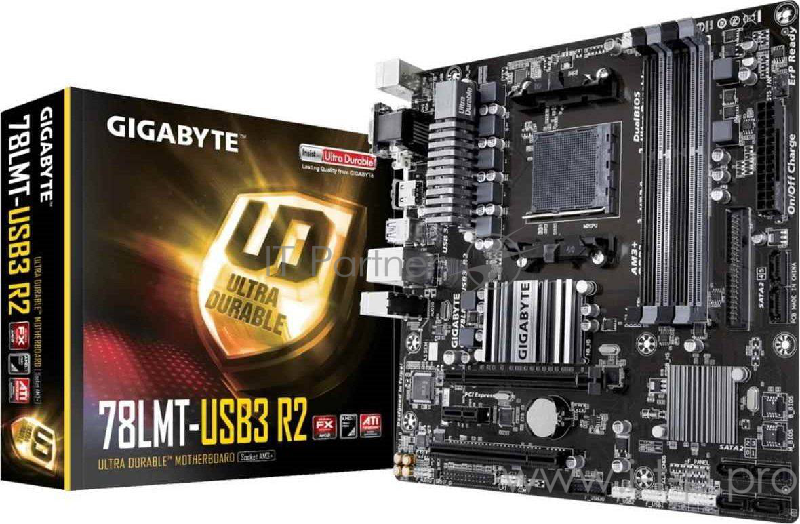 Мат. плата SocketAM3+ GIGABYTE GA-78LMT-USB3 R2 (AMD 760G, 4xDDR3, U133, SATA II, RAID, PCI-E, D-Sub, DVI, HDMI, 1Гбит LAN, USB3.1, mATX)