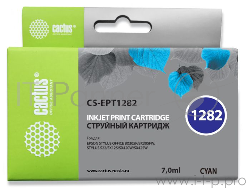 Картридж струйный Cactus CS-EPT1282 голубой для Epson Stylus S22/S125/SX420/SX425/Office BX305 (7мл)