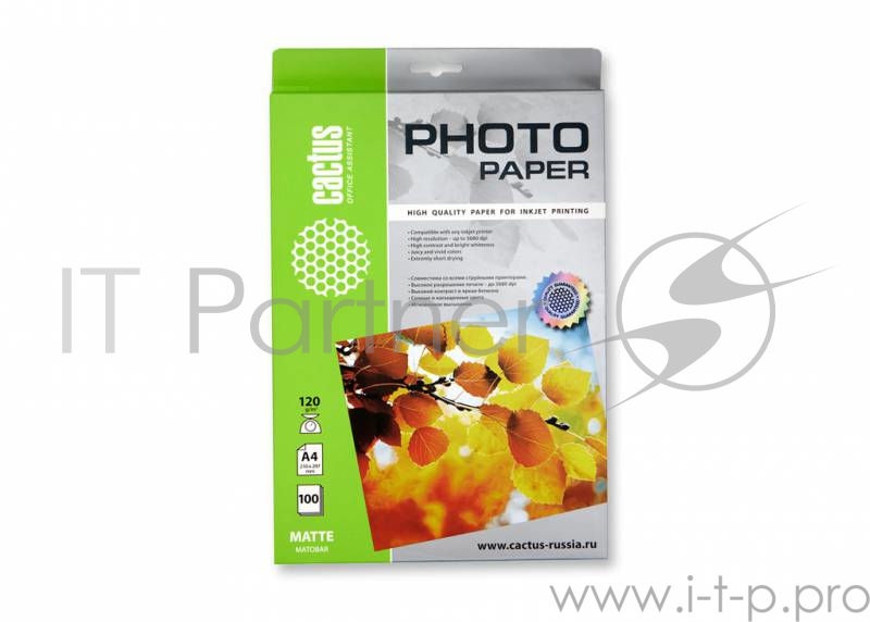 Фотобумага Cactus CS-MA4120100 A4/120г/м2/100л./белый матовое для струйной печати
