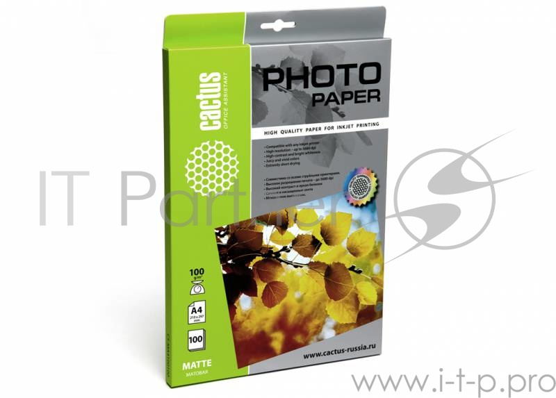 Фотобумага Cactus CS-MA4100100 A4/100г/м2/100л./белый матовое для струйной печати
