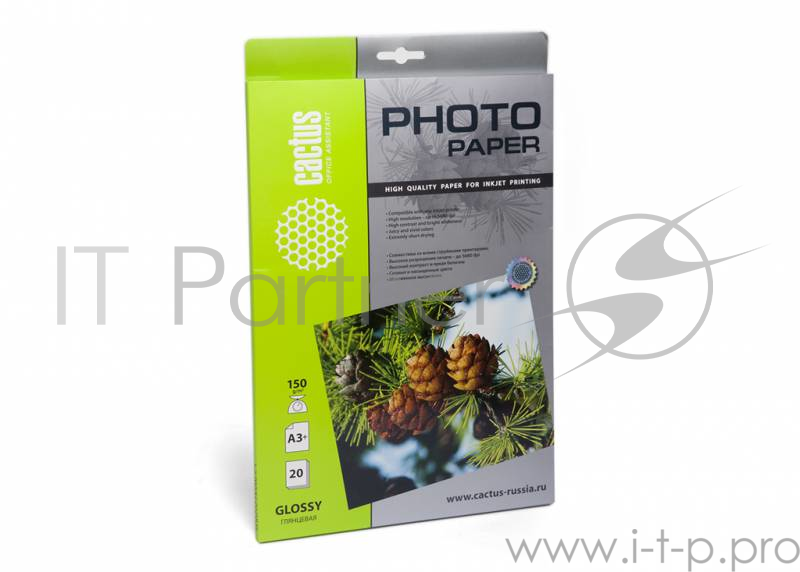 Фотобумага Cactus CS-GA315020 A3+/150г/м2/20л./белый глянцевое для струйной печати