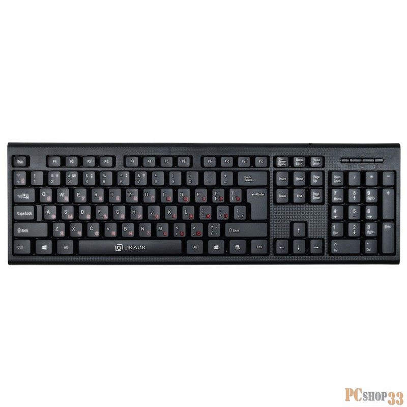Клавиатура Oklick 120M черный. кабель 1,5м, USB
