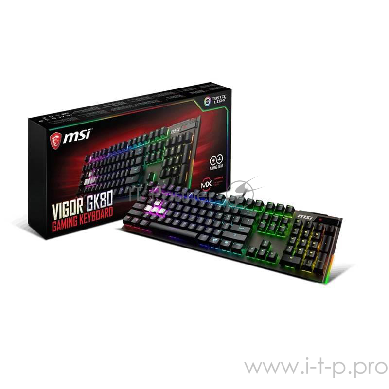 Клавиатура MSI Vigor GK80 CR RU Mechanical Gaming Keyboard with Cherry MX RED Keys, 16.8M RGB