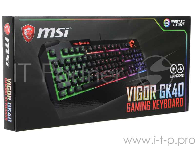 Клавиатура MSI Vigor GK40 RU Gaming Keyboard with Mechanical like feel, 16.8M RGB lighting effects