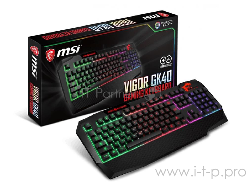 Клавиатура MSI Vigor GK40 RU Gaming Keyboard with Mechanical like feel, 16.8M RGB lighting effects