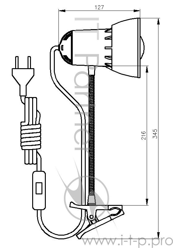 Светильник настольный Трансвит NADEZHDA-PSH/GR на прищепке E27 лампа накаливания слоновая кость 40Вт