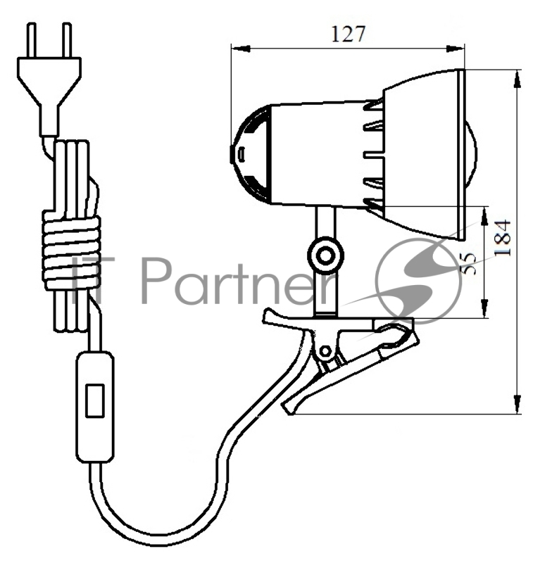 Светильник настольный Трансвит NADEZHDA1MINI/BLU на прищепке E27 лампа накаливания синий лазурь 40Вт