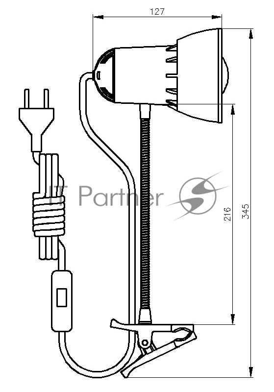 Светильник настольный Трансвит NADEZHDA-PSH/BLU на прищепке E27 лампа накаливания синий лазурь 40Вт