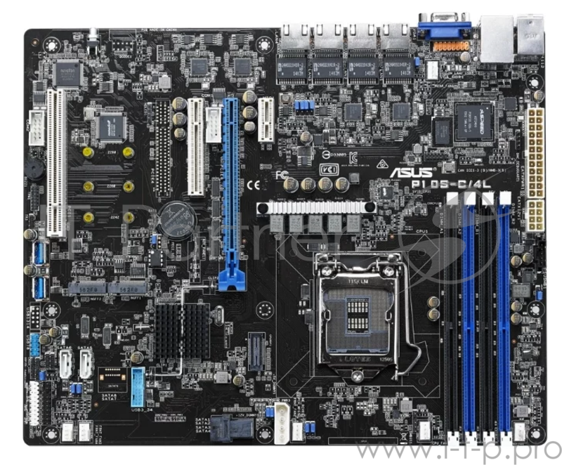 Серв. мат. плата Socket1151 ASUS P10S-C/4L (iC232, 4xDDR4, M.2, SATA III, RAID, 1xPCI-E x16 + 1xPCI-E x8 + 1xPCI, D-Sub, 4x1Гбит LAN, USB3.0, ATX)