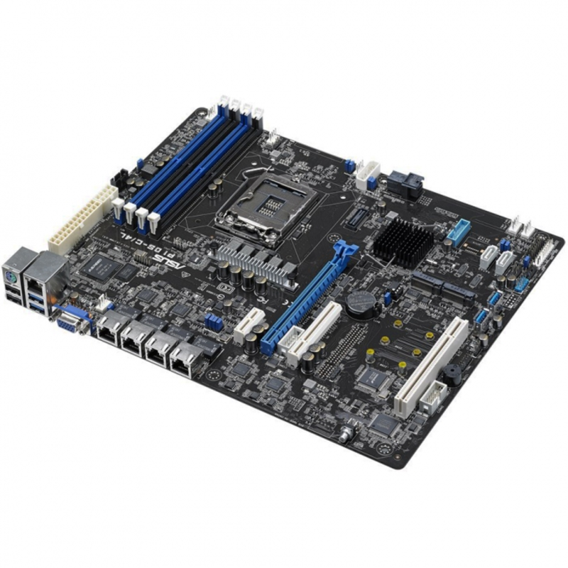 Серв. мат. плата Socket1151 ASUS P10S-C/4L (iC232, 4xDDR4, M.2, SATA III, RAID, 1xPCI-E x16 + 1xPCI-E x8 + 1xPCI, D-Sub, 4x1Гбит LAN, USB3.0, ATX)