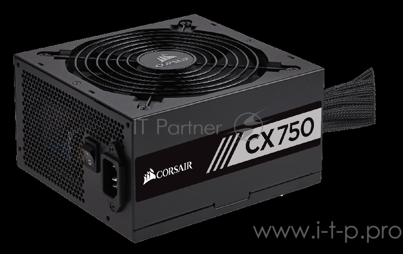 Блок питания 750Вт Corsair CX750 CP-9020123-EU ATX12V V2.3 (20/24+4/8+6/8pin, вентилятор d140мм) + кабель питания EURO (1.5м)