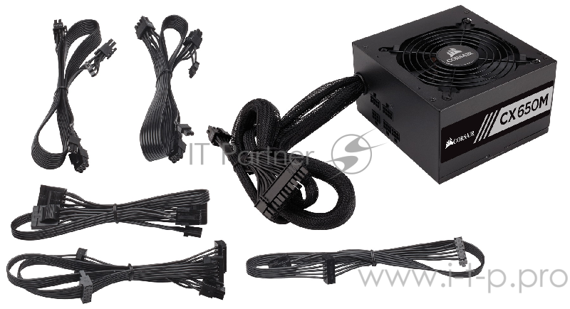 Блок питания 650Вт Corsair CX650M CP-9020103-EU ATX12V V2.4 (20/24+4/8+6/8pin, вентилятор d120мм) + кабель питания EURO (1.5м)