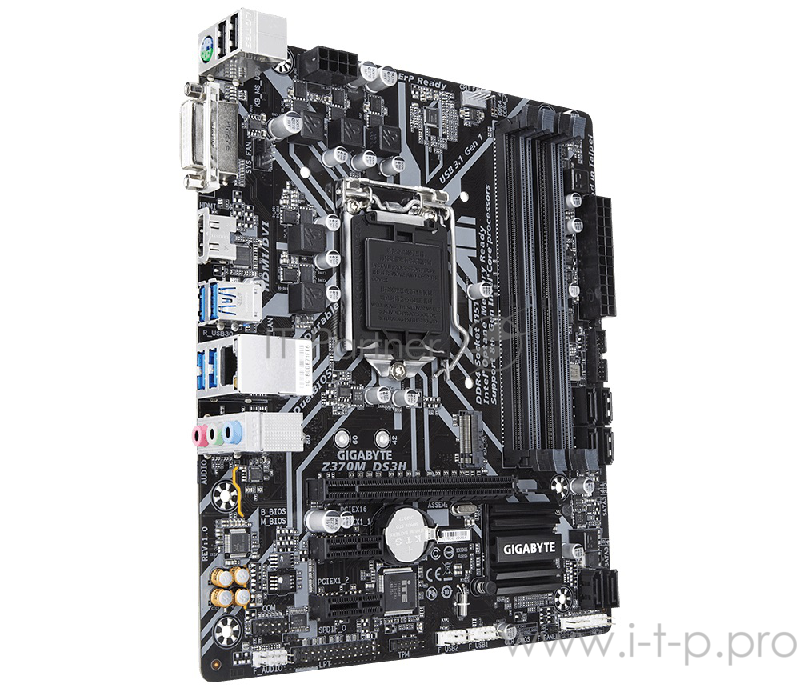 Мат. плата Socket1151 GIGABYTE Z370M DS3H (iZ370, 4xDDR4, M.2, SATA III, RAID, PCI-E, DVI, HDMI, 1Гбит LAN, USB3.1, mATX)