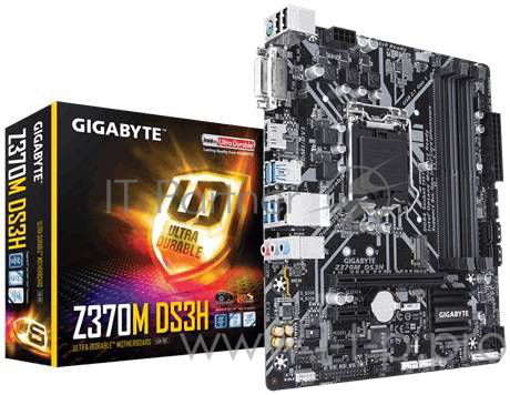 Мат. плата Socket1151 GIGABYTE Z370M DS3H (iZ370, 4xDDR4, M.2, SATA III, RAID, PCI-E, DVI, HDMI, 1Гбит LAN, USB3.1, mATX)