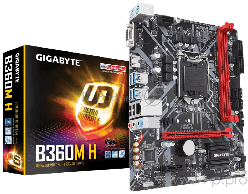 Мат. плата Socket1151 GIGABYTE B360M H (iB360, 2xDDR4, M.2, SATA III, PCI-E, D-Sub, HDMI, 1Гбит LAN, USB3.1, mATX)