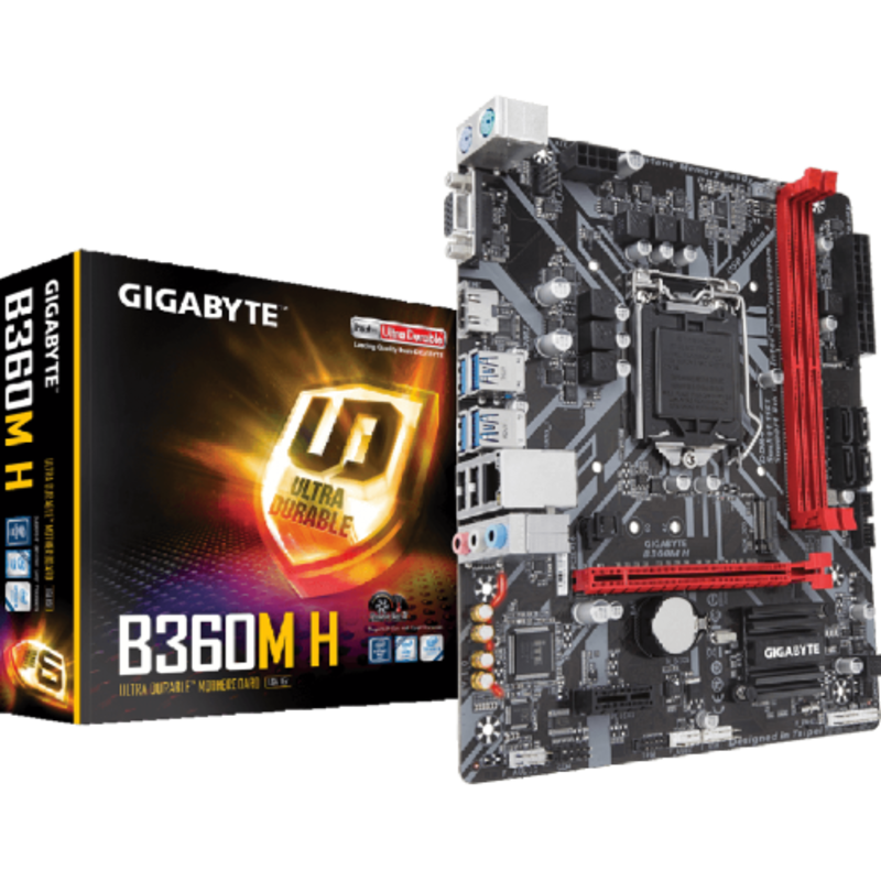 Мат. плата Socket1151 GIGABYTE B360M H (iB360, 2xDDR4, M.2, SATA III, PCI-E, D-Sub, HDMI, 1Гбит LAN, USB3.1, mATX)