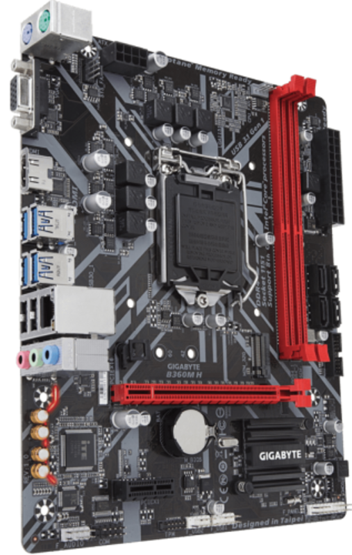 Мат. плата Socket1151 GIGABYTE B360M H (iB360, 2xDDR4, M.2, SATA III, PCI-E, D-Sub, HDMI, 1Гбит LAN, USB3.1, mATX)