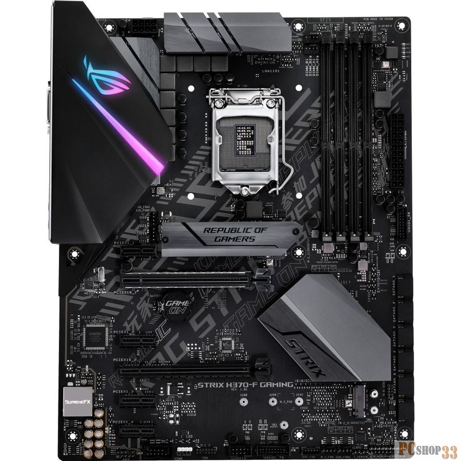 Мат. плата Socket1151 ASUS ROG STRIX H370-F GAMING (iH370, 4xDDR4, M.2, SATA III, RAID, 2xPCI-E, DVI, HDMI, DP, 1Гбит LAN, USB3.1, ATX)