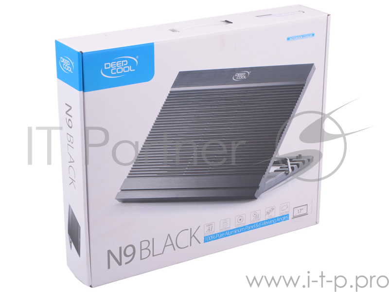 Теплоотводящая подставка под ноутбук DeepCool N9 BLACK (до 17, 180мм вентилятор, Aluminum Panel+Pla