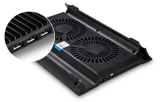 Теплоотводящая подставка под ноутбук DeepCool N8 BLACK (до 17, вентилятор 2x140мм, алюминий, черны
