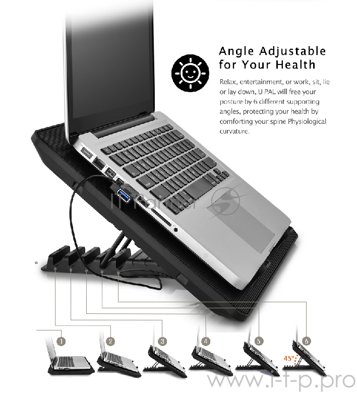 Подставка для ноутбука Deepcool U PAL 15.6 390x280x28mm 26dB 1xUSB3.0 765g Black