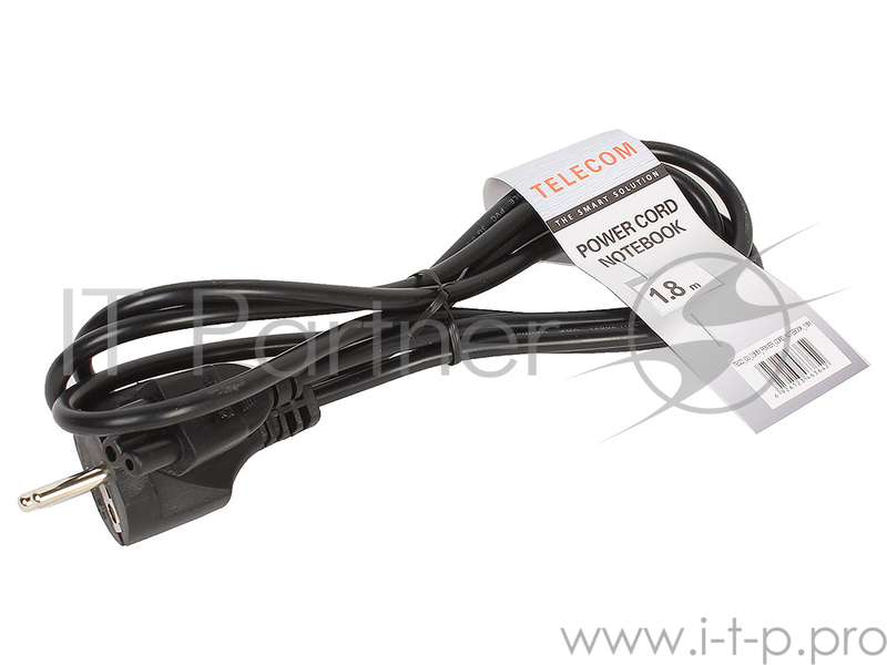 Кабель питания для ноутбуков 3-pin, с заземлением, 220V (EURO) 1.8м,медь, Telecom (TE022-CU0.5-1.8M)