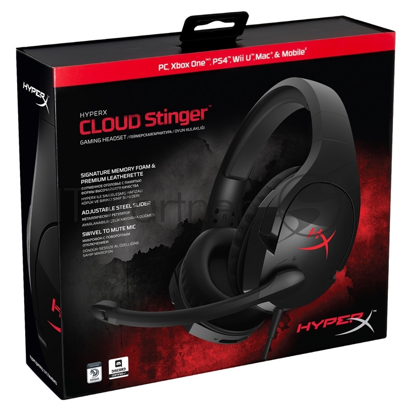 Гарнитура Kingston HyperX Cloud Stinger HX-HSCS-BK/EE, с регулятором громкости, черный